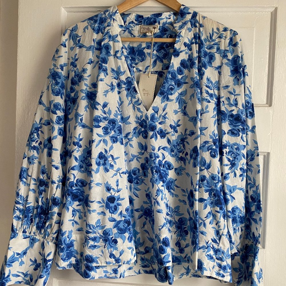 NWT Blue Floral Freya Shirt Blouse from Mille